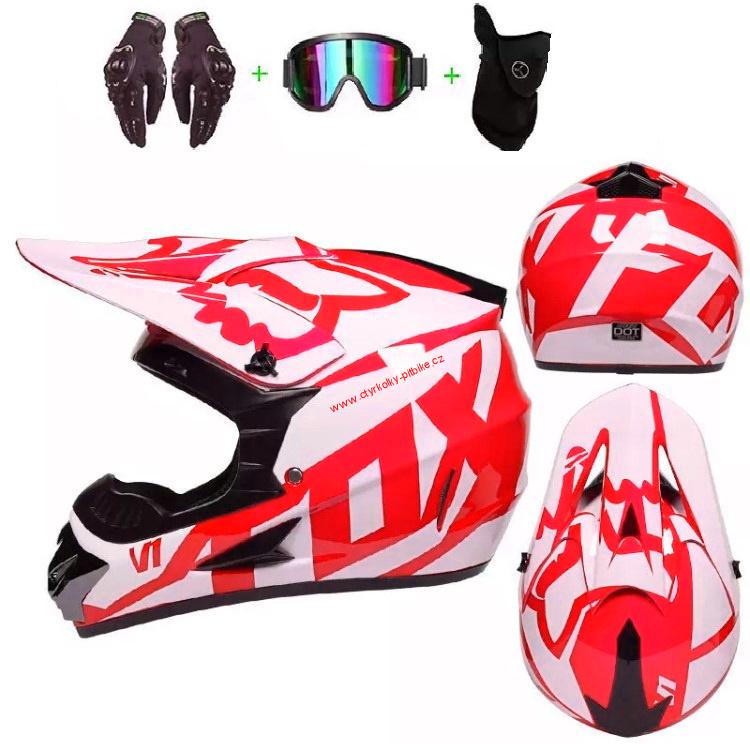 Moto helma krosová FOX SET červená