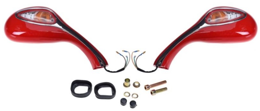 Zrcátka pro skútr red s blinkry