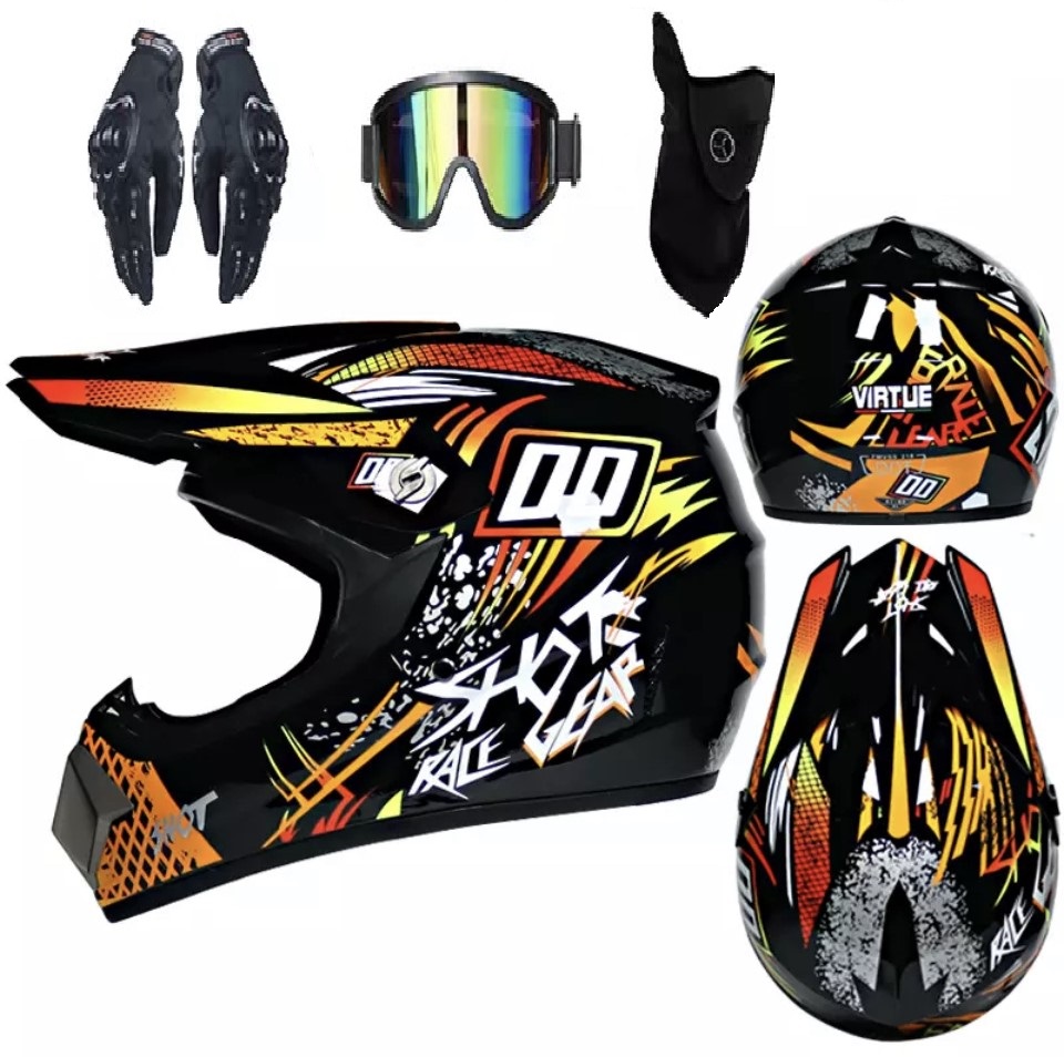 Motokrosová moto helma XTR black/orange SET