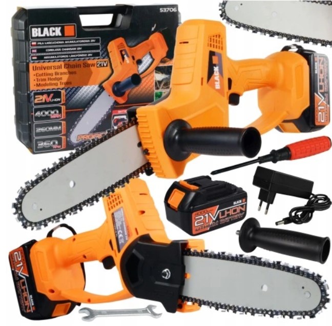 Aku řetězová pila Black 21V na větve stromů 8"