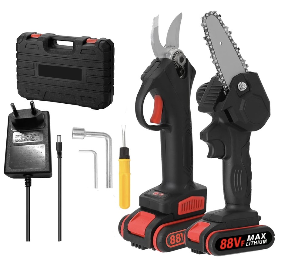 Elektrické zahradní nůžky 21V + pila 4" na větve stromů