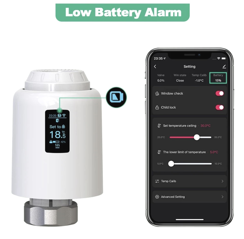 TUYA termostatická hlavice WIFI