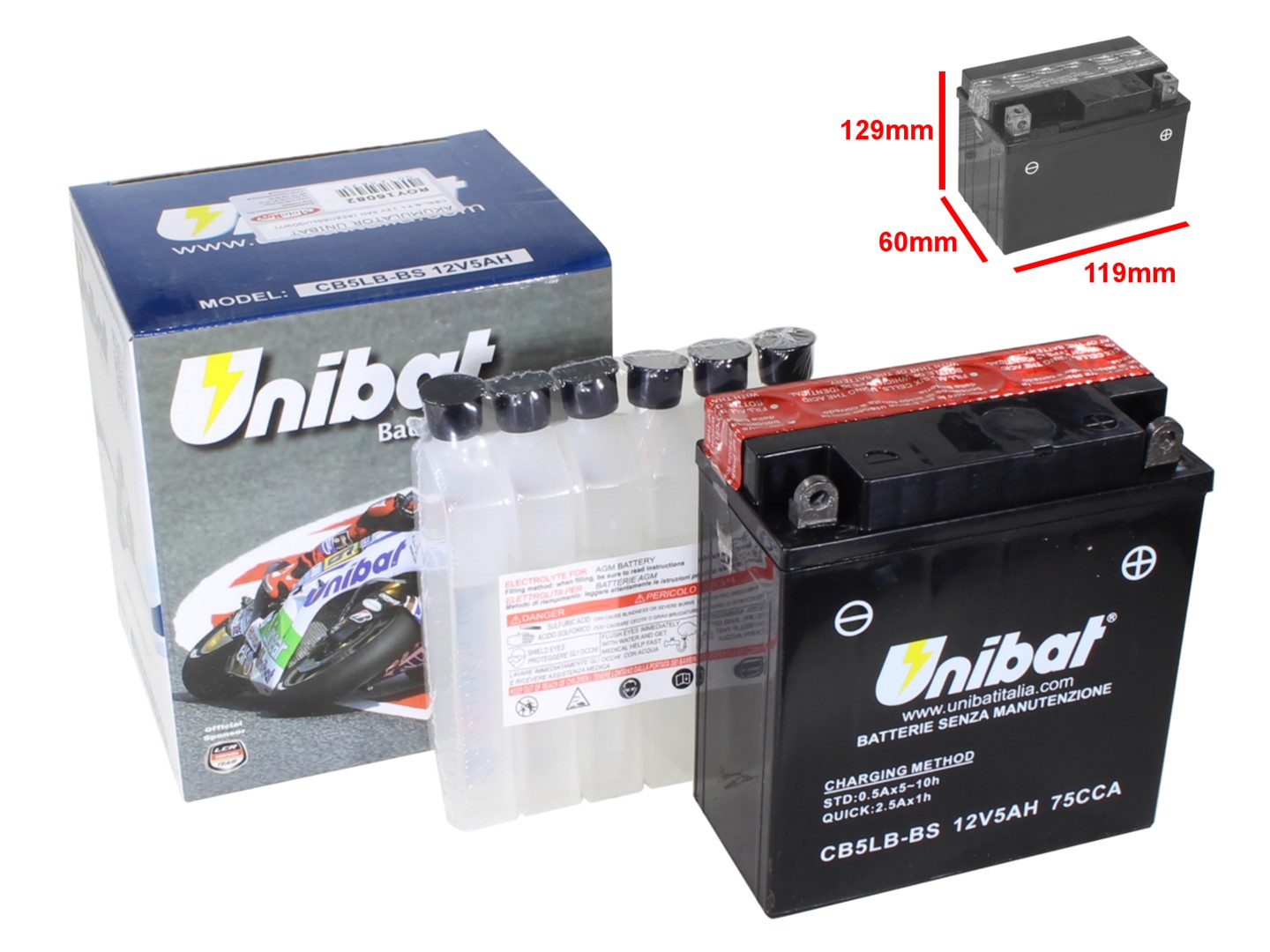 Moto baterie Unibat 12V 5Ah