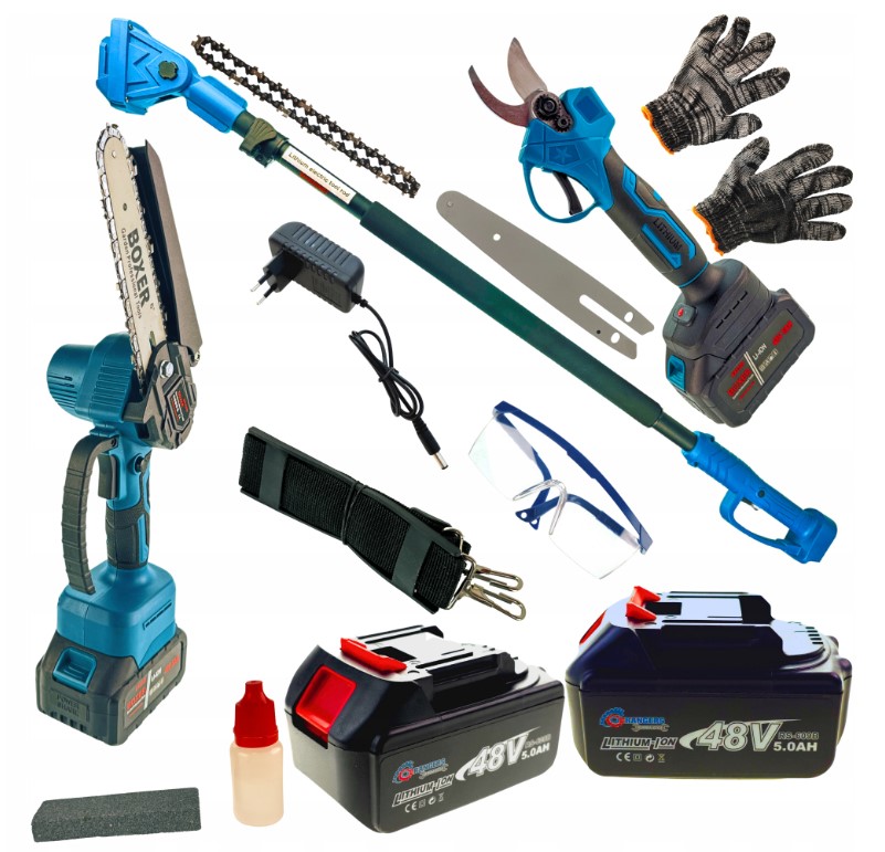 Zahradní teleskopické AKU nůžky + pila 6" 21V na větve stromů