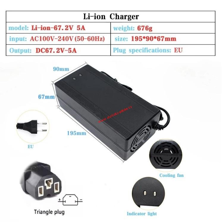 Rychlonabíječka elektrokoloběžka 60V plochá