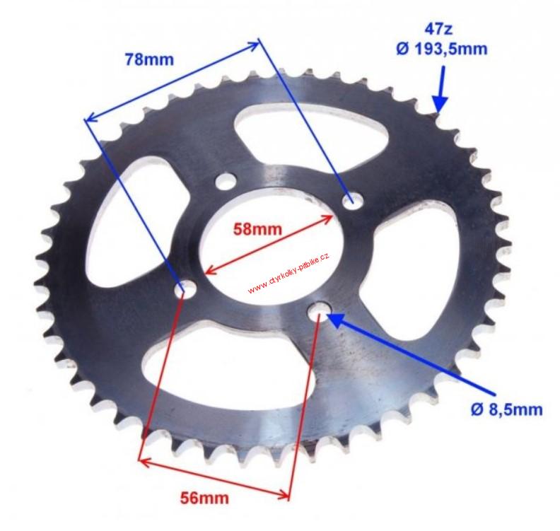 Rozeta 47Z typ řetězu 428H