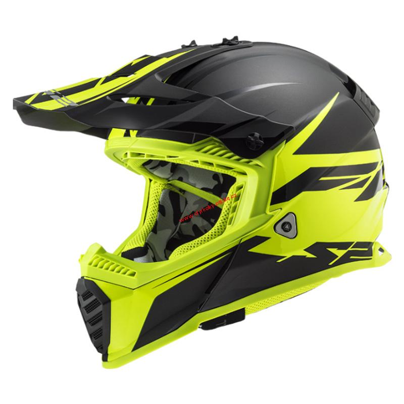 Krosová moto přilba LS2 MX437 Fast Evo Roar black yellow