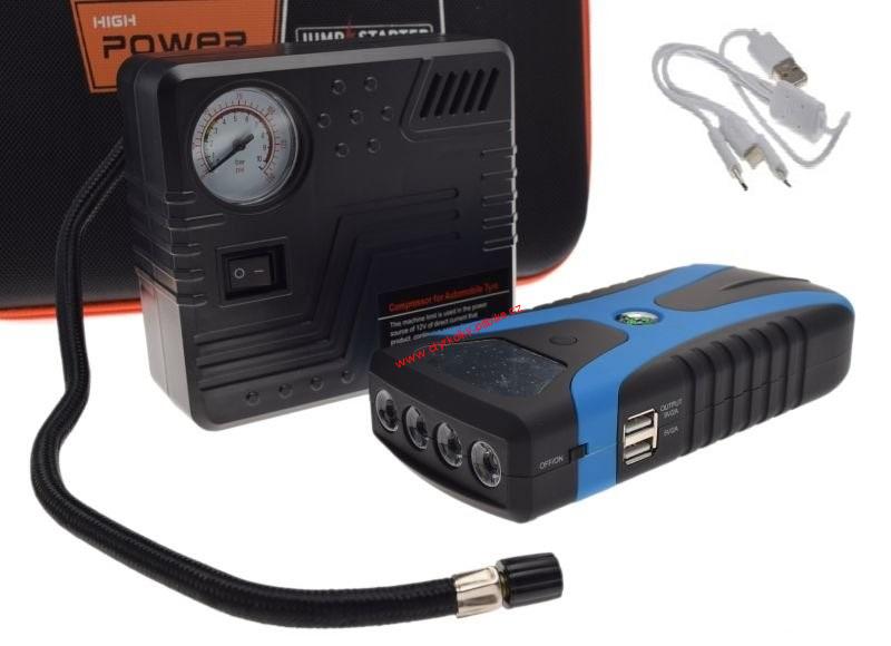 Powerbanka s možností startovat auto 12V 200A s kompresorem