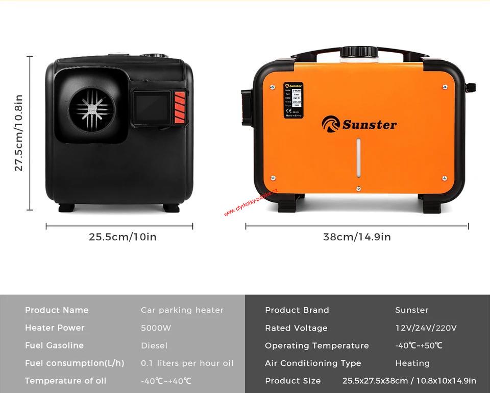Naftové nezávislé topení 12V/24V/230V Sunster s Bluetooth