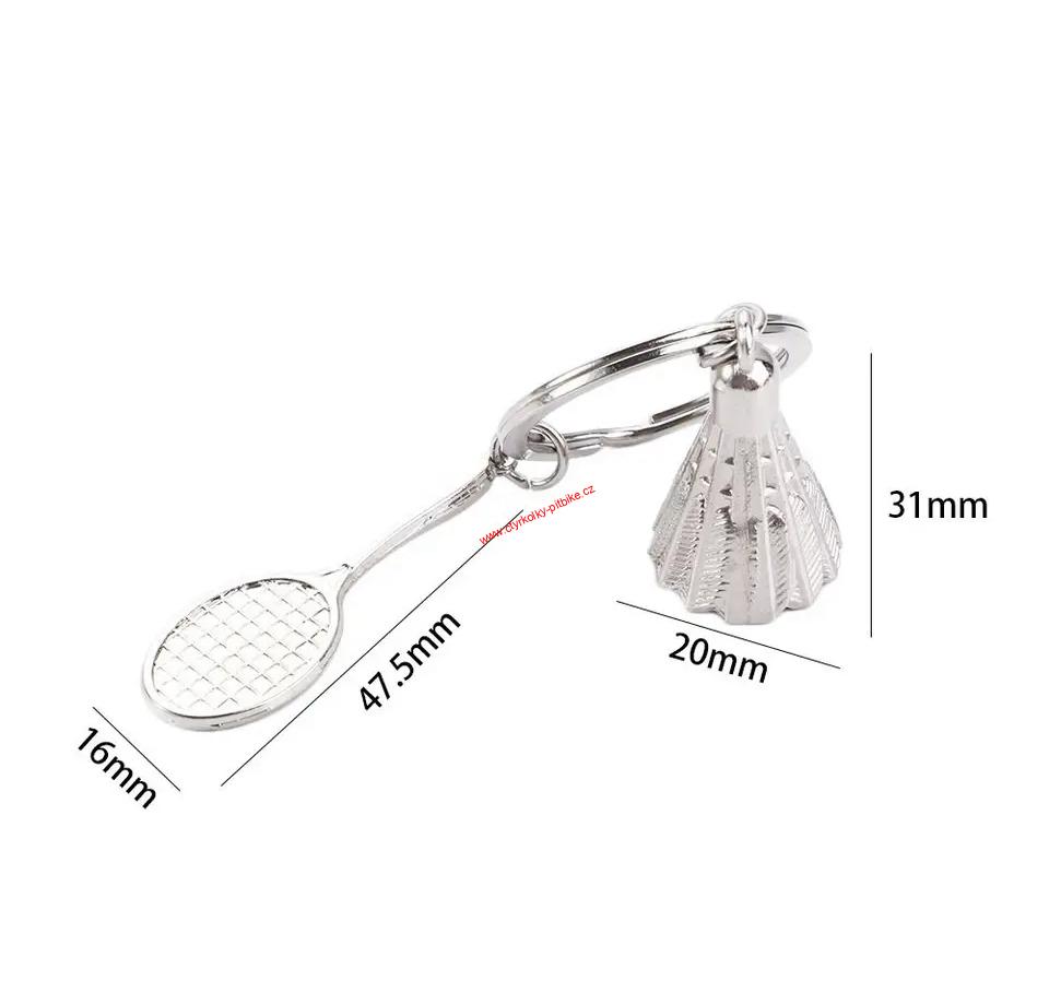Klíčenka badmintonový míček s raketou 50mm