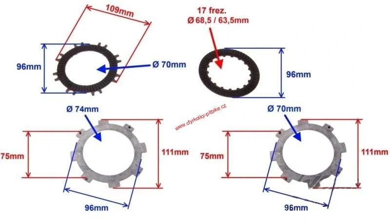 Lamely spojky motoru pitbike a ATV 110cc