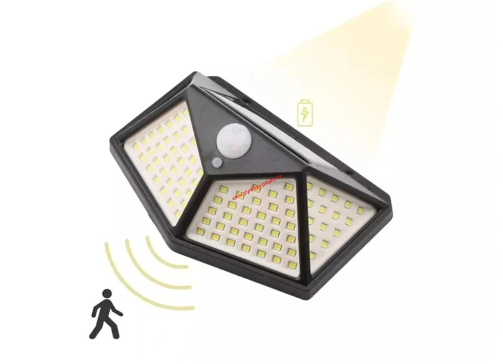 Solární LED světlo s pohybovým čidlem na stěnu domu