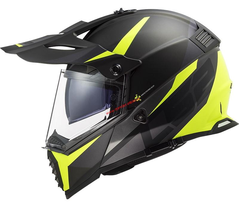Enduro přilba LS2 MX436 PIONEER EVO ROUTER BLACK YELLOW vel. 53-66cm