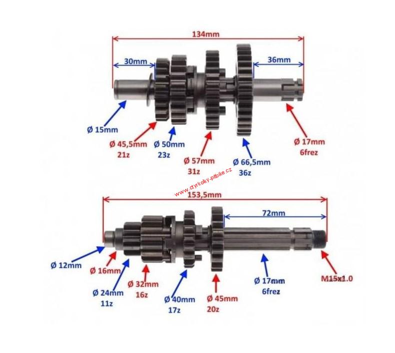Kompletní převodovka pro motor 160cc pitbike YX160