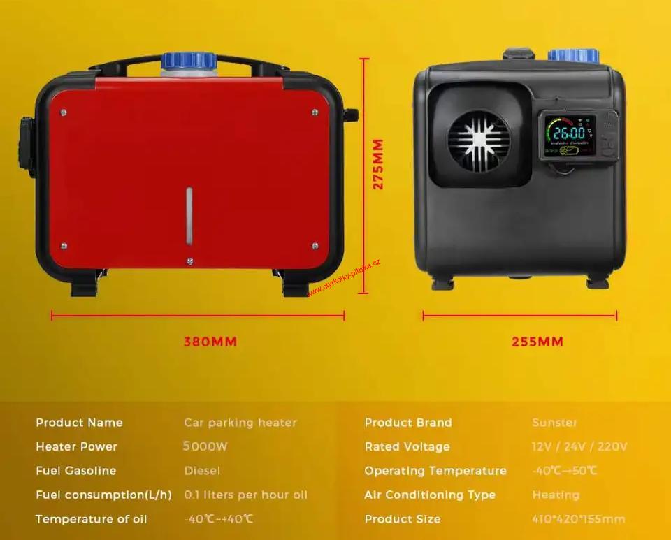 Naftové nezávislé topení 12V/24V/230V s Bluetooth
