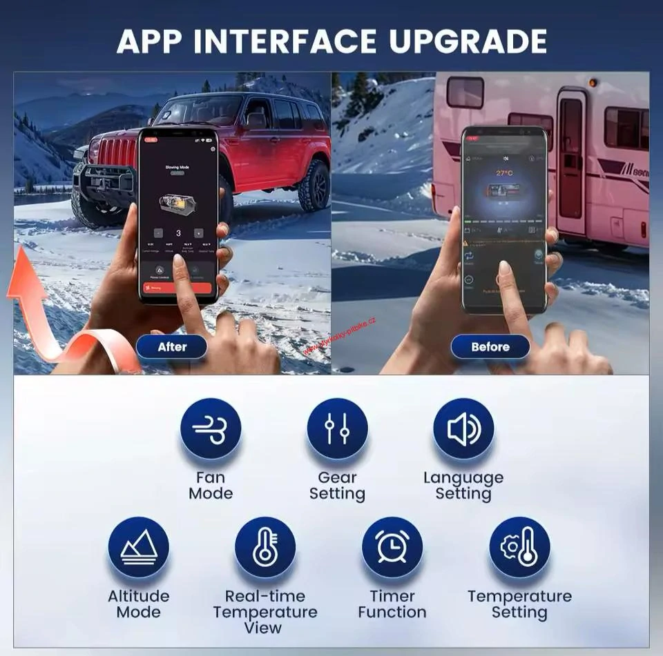 Naftové nezávislé topení 12V s Bluetooth 8kW