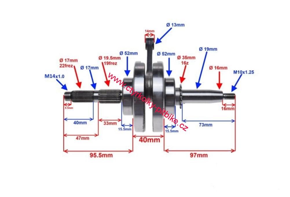 Kliková hřídel pitbike YX140cc