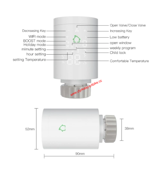 TUYA termostatická hlavice - set 4 ks + brána Zigbee